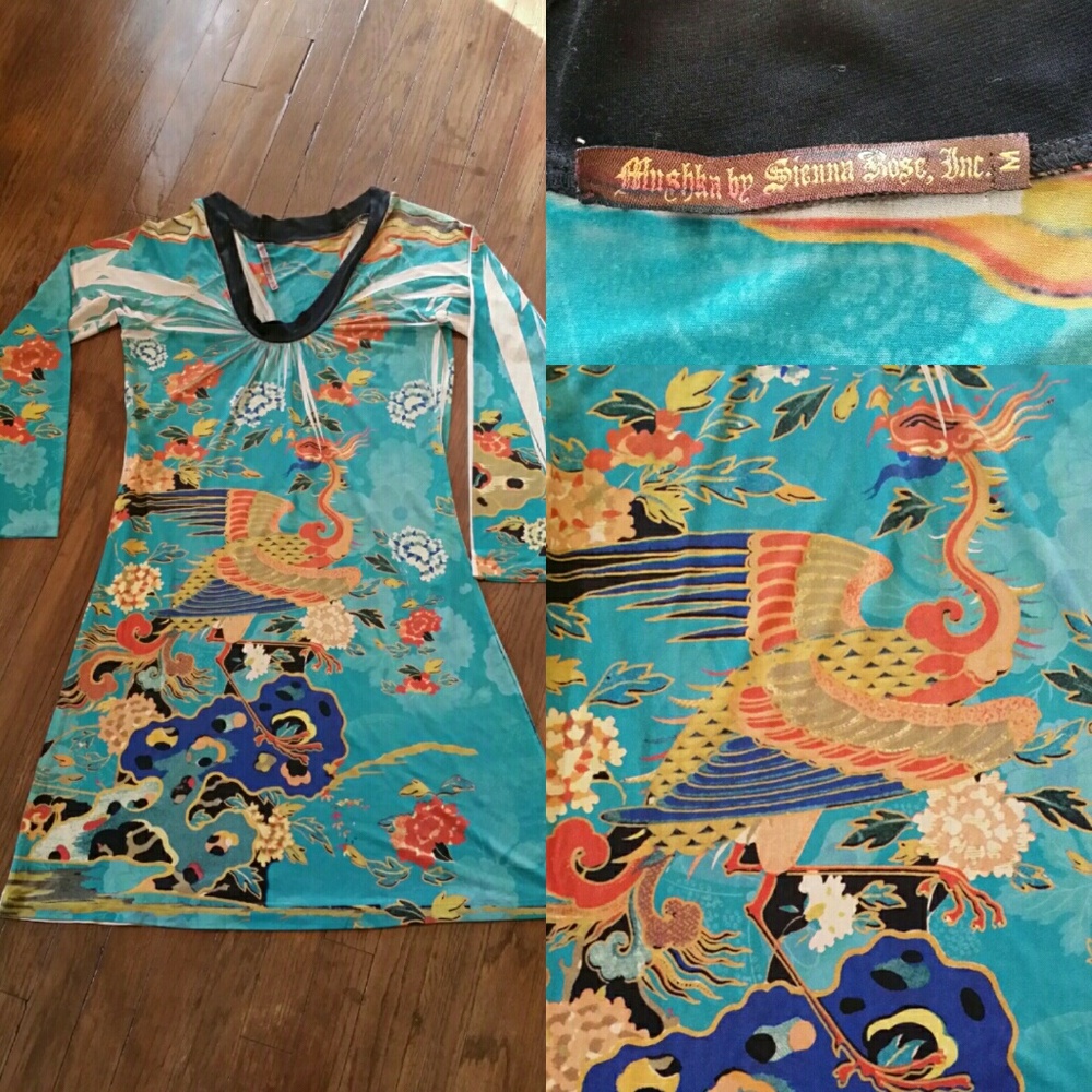 Sienna Rose Asian heron floral print dress
